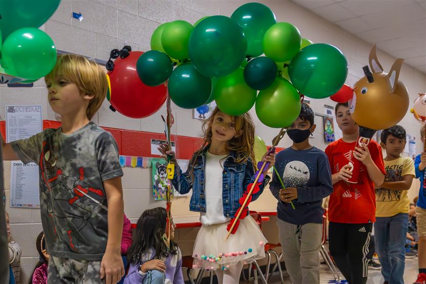 Students in a balloon parade